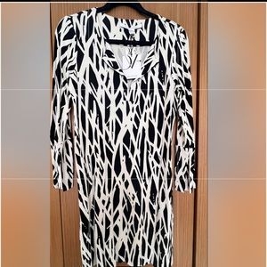 DVF Diane Von NEW REINA TWO TWIG PRINT BLACK 100% SILK DRESS